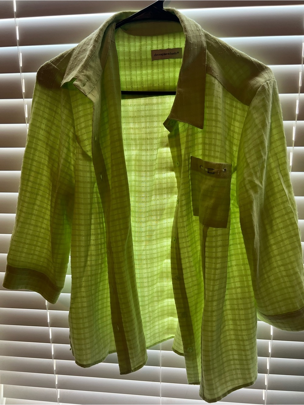 Christopher & Banks Light Green Open-Front Shirt Jacket